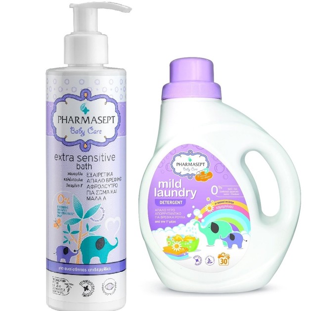 Pharmasept Baby Mild Laundry Detergent 1Lt + Baby Extra Sensitive Bath 250ml Pharmasept Baby Mild Laundry Detergent 1Lt + Baby Extra Sensitive Bath 250ml