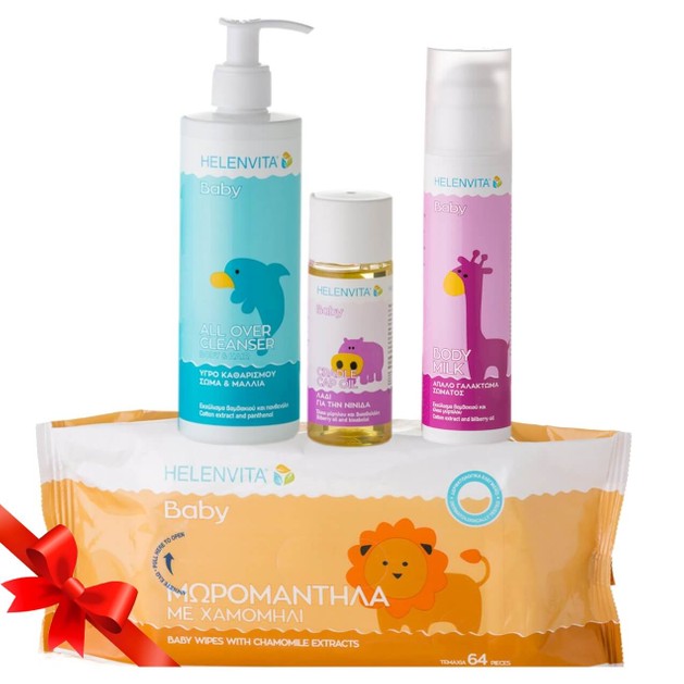 Helenvita Baby Πακέτο Προσφοράς All Over Cleanser 300ml, Body Milk 200ml, Cradle Cap Oil 50ml, Wipes Chamomile 64Τμχ Promo -37% Helenvita Baby Πακέτο Προσφοράς All Over Cleanser 300ml, Body Milk 200ml, Cradle Cap Oil 50ml, Wipes Chamomile 64Τμχ Promo -37%