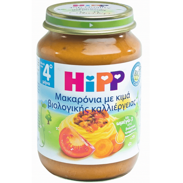 HiPP Βρεφικό Γεύμα Υποαλλεργικό, Μακαρόνια Με Κιμά Βιολογικής Παραγωγής Μετά Τον 4ο Μήνα 190gr HiPP Βρεφικό Γεύμα Υποαλλεργικό, Μακαρόνια Με Κιμά Βιολογικής Παραγωγής Μετά Τον 4ο Μήνα 190gr