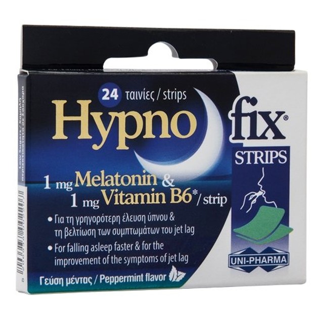 Uni-Pharma Hypno Fix Strips Συμπλήρωμα Διατροφής με Μελατονίνη, 24 ταινίες Uni-Pharma Hypno Fix Strips Συμπλήρωμα Διατροφής με Μελατονίνη, 24 ταινίες