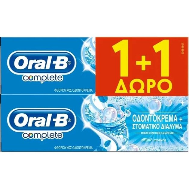 Oral-B Complete Refreshing Clean Οδοντόκρεμα+Στοματικό Διάλυμα 75ml 1+1 Δώρο Oral-B Complete Refreshing Clean Οδοντόκρεμα+Στοματικό Διάλυμα 75ml 1+1 Δώρο