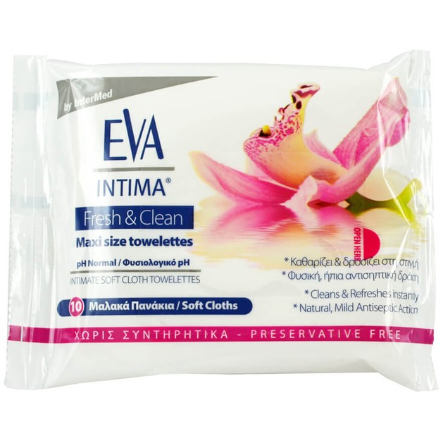 Eva Intima Fresh & Clean Pocket Size Towelettes Άμεσος Καθαρισμός & Απόσμηση της Ευαίσθητης Περιοχής Κάθε Στιγμή 10 Μαντηλάκια Eva Intima Fresh & Clean Pocket Size Towelettes Άμεσος Καθαρισμός & Απόσμηση της Ευαίσθητης Περιοχής Κάθε Στιγμή 10 Μαντηλάκια