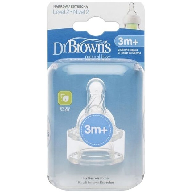 Dr. Brown\'s Θηλές Σιλικόνης Για Μπιμπερό Με Στενό Λαιμό Για Βρέφη 3+ 2τεμ.322-GB Dr. Brown\'s Θηλές Σιλικόνης Για Μπιμπερό Με Στενό Λαιμό Για Βρέφη 3+ 2τεμ.322-GB