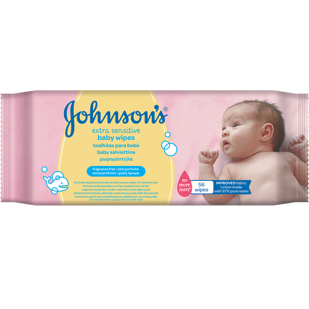 Johnson\'s Baby Wipes Extra Sensitive Μωρομάντηλα Αποδεδειγμένα Ασφαλή & Απαλά 56 Τεμάχια Johnson\'s Baby Wipes Extra Sensitive Μωρομάντηλα Αποδεδειγμένα Ασφαλή & Απαλά 56 Τεμάχια