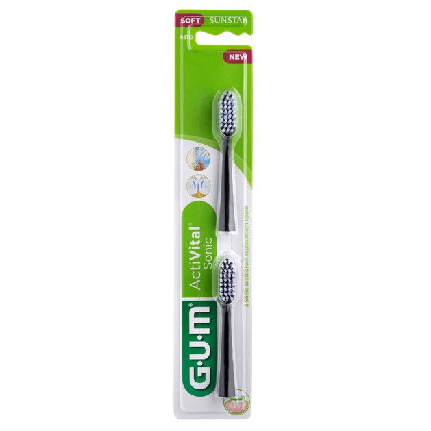 Gum Activital Sonic Soft 4110 Black Ανταλλακτικές Κεφαλές 2 Τεμάχια Gum Activital Sonic Soft 4110 Black Ανταλλακτικές Κεφαλές 2 Τεμάχια