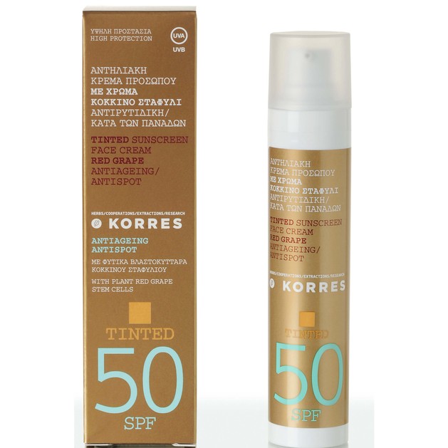 Korres Tinted Sunscreen Κόκκινο Σταφύλι με Spf50 50ml Korres Tinted Sunscreen Κόκκινο Σταφύλι με Spf50 50ml