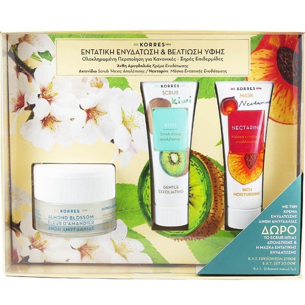 Korres Πακέτο Προσφοράς Almond Blossom Cream Κανονικές-Ξηρές Επιδερμίδες 40ml & Δώρο Kiwi Scrub 18ml & Nectarine Mask 18ml Korres Πακέτο Προσφοράς Almond Blossom Cream Κανονικές-Ξηρές Επιδερμίδες 40ml & Δώρο Kiwi Scrub 18ml & Nectarine Mask 18ml