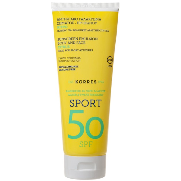 Korres Sport Face & Body Milk Suncare Spf50, 200ml Korres Sport Face & Body Milk Suncare Spf50, 200ml