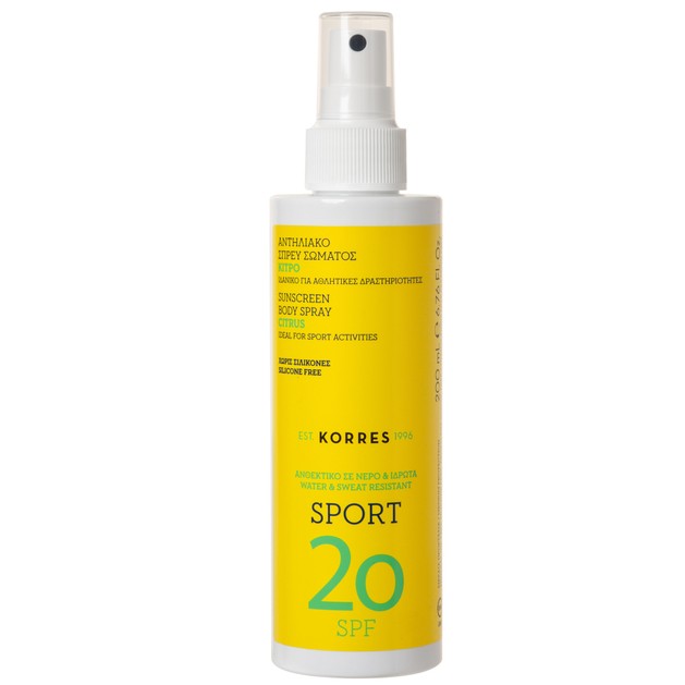 Korres Sport Body Spray Suncare Spf20, 200ml Korres Sport Body Spray Suncare Spf20, 200ml