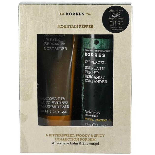 Korres Πακέτο Προσφοράς Mountain Pepper Bergamot Coriander Aftershave Balm 125ml & Δώρο Mountain Pepper Showergel 250ml Korres Πακέτο Προσφοράς Mountain Pepper Bergamot Coriander Aftershave Balm 125ml & Δώρο Mountain Pepper Showergel 250ml