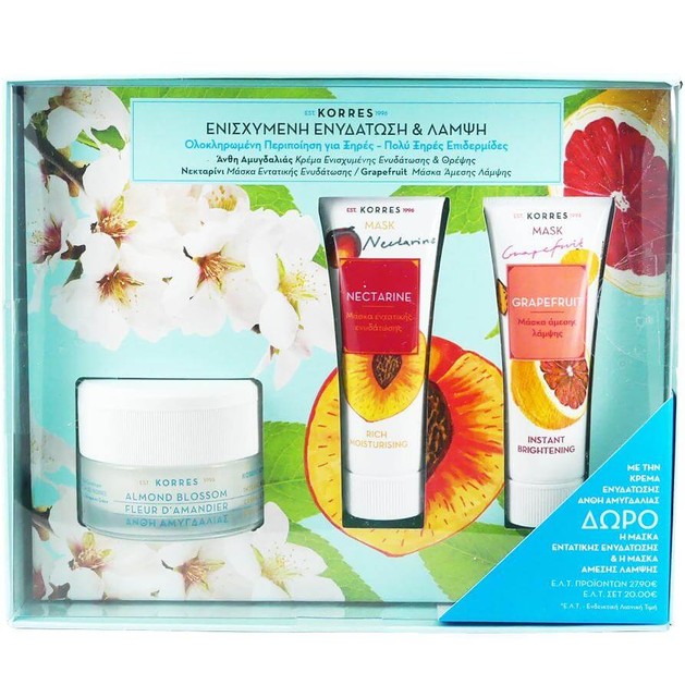 Korres Πακέτο Προσφοράς Almond Blossom Cream Ξηρές-Πολύ Ξηρές Επιδερμίδες 40ml & Δώρο Nectarine Mask 18ml & Grapefruit Mask 18ml Korres Πακέτο Προσφοράς Almond Blossom Cream Ξηρές-Πολύ Ξηρές Επιδερμίδες 40ml & Δώρο Nectarine Mask 18ml & Grapefruit Mask 18ml