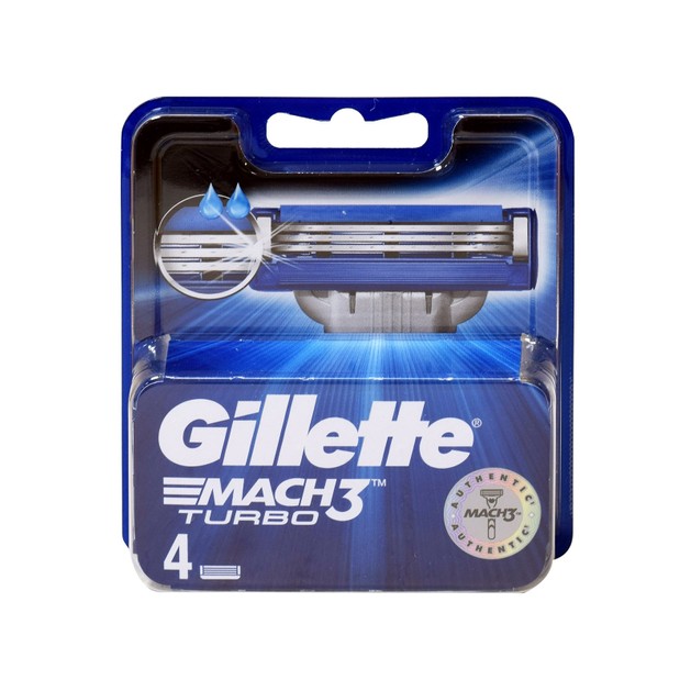 Gillette Mach3 Turbo Ανταλλακτικά Ξυραφάκια Αντρικά 4τεμάχια Gillette Mach3 Turbo Ανταλλακτικά Ξυραφάκια Αντρικά 4τεμάχια