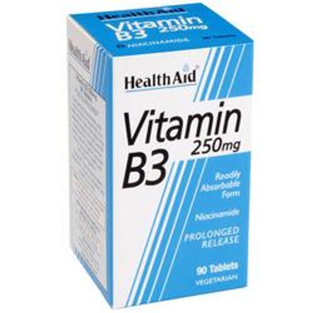 Healthaid Vitamin B3 (Niacin) 250mg Συμμετέχει Σε Πολλές Μεταβολικές Διεργασίες 90 tabs Healthaid Vitamin B3 (Niacin) 250mg Συμμετέχει Σε Πολλές Μεταβολικές Διεργασίες 90 tabs