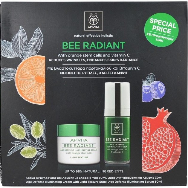 Apivita Πακέτο Προσφοράς Bee Radiant Κρέμα Προσώπου Ελαφριάς Υφής 50ml & Bee Radiant Serum Ορός Αντιγήρανσης & Λάμψης 30ml Apivita Πακέτο Προσφοράς Bee Radiant Κρέμα Προσώπου Ελαφριάς Υφής 50ml & Bee Radiant Serum Ορός Αντιγήρανσης & Λάμψης 30ml