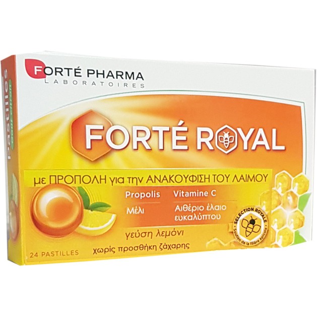 Forte Pharma Pastilles Royales Παστίλιες με Πρόπολη & Γεύση Λεμόνι για τον Πονόλαιμο, 24 τεμάχια Forte Pharma Pastilles Royales Παστίλιες με Πρόπολη & Γεύση Λεμόνι για τον Πονόλαιμο, 24 τεμάχια