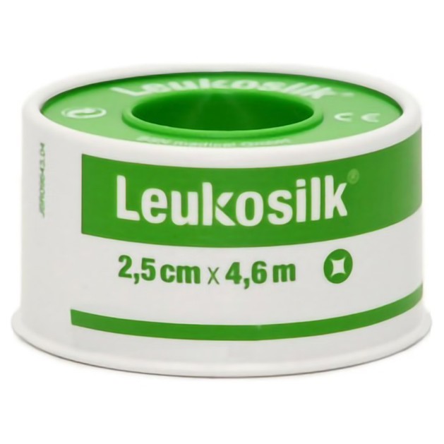 Leukosilk Αυτοκόλλητη Υποαλλεργική Επιδεσμική Ταινία 2.5cm x 4.6m Leukosilk Αυτοκόλλητη Υποαλλεργική Επιδεσμική Ταινία 2.5cm x 4.6m