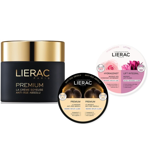 Lierac Πακέτο Προσφοράς Premium La Creme Soyeuse Legere 50ml, Duo Masks Premium Anti-Age Absolu 2x6ml & Duo Masks Hydragenist Masque SOS Hydratant Oxygenant & Lift Integral Masque Lift Flash 2x6ml Lierac Πακέτο Προσφοράς Premium La Creme Soyeuse Legere 50ml, Duo Masks Premium Anti-Age Absolu 2x6ml & Duo Masks Hydragenist Masque SOS Hydratant Oxygenant & Lift Integral Masque Lift Flash 2x6ml