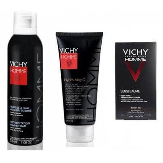 Vichy Homme Αφρός για Ευαίσθητες Επιδερμίδες 200ml + Sensibaume After Shave 75ml + Gel Ντους για τον Άντρα 200ml Vichy Homme Αφρός για Ευαίσθητες Επιδερμίδες 200ml + Sensibaume After Shave 75ml + Gel Ντους για τον Άντρα 200ml