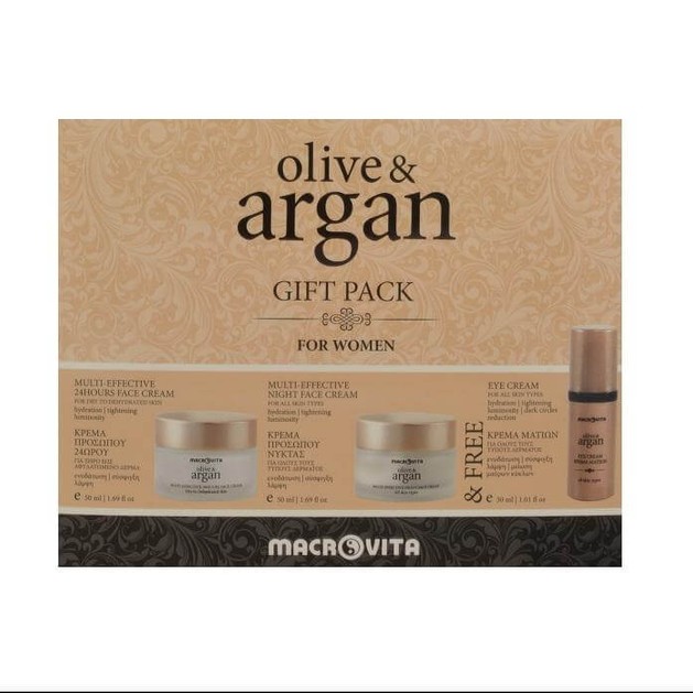 Macrovita Olive & Argan Gift Pack For Women 24Hours Cream 50ml, Night Cream 50ml & Eye Cream 30ml Macrovita Olive & Argan Gift Pack For Women 24Hours Cream 50ml, Night Cream 50ml & Eye Cream 30ml
