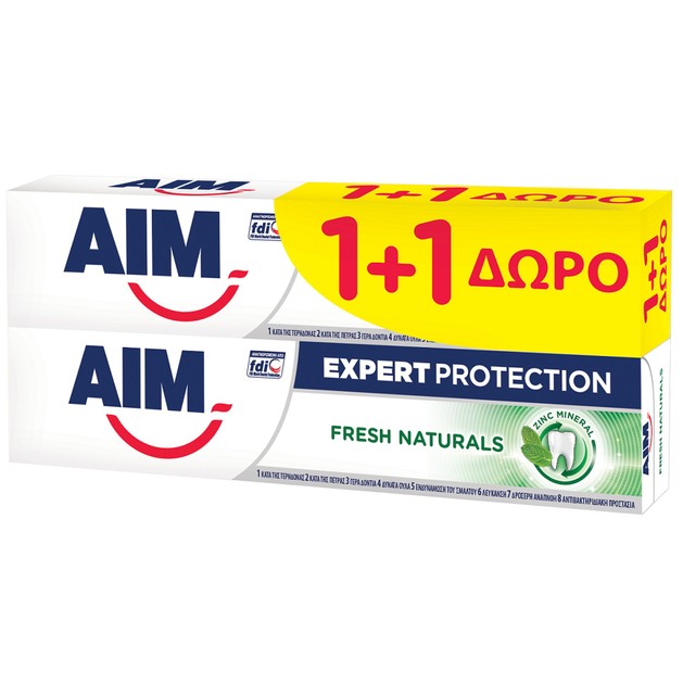 Aim Πακέτο Προσφοράς Expert Protection Fresh Naturals Toothpaste 2x75ml 1+1 Δώρο Aim Πακέτο Προσφοράς Expert Protection Fresh Naturals Toothpaste 2x75ml 1+1 Δώρο