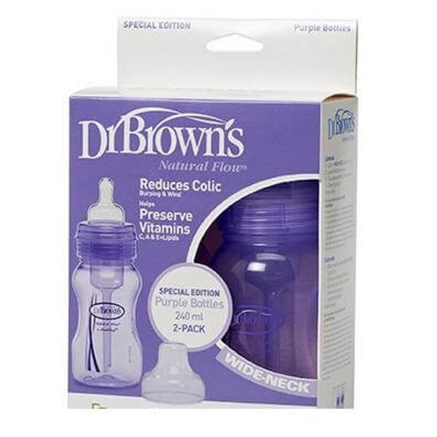 Dr. Brown\'s Natural FLow 828, Πλαστικό μπιμπερό με Φαρδύ Λαιμό & Φυσική ροή θηλή σιλικόνης 2 τμχ, 2x240ml Dr. Brown\'s Natural FLow 828, Πλαστικό μπιμπερό με Φαρδύ Λαιμό & Φυσική ροή θηλή σιλικόνης 2 τμχ, 2x240ml