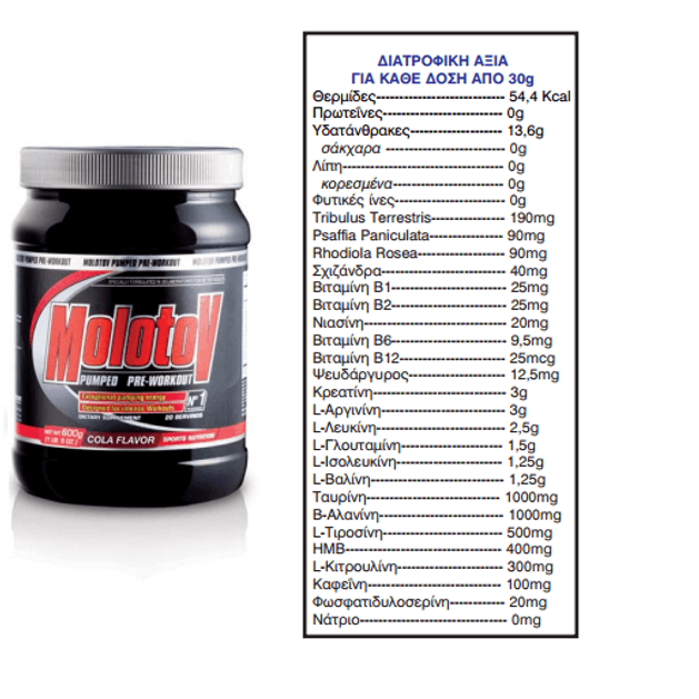 Anderson Molotov Pumped Pre-Workout Μείγμα Συστατικών Που Ενεργούν Συνεργικά Για Να Δώσουν Δύναμη Και Ενέργεια 600g Anderson Molotov Pumped Pre-Workout Μείγμα Συστατικών Που Ενεργούν Συνεργικά Για Να Δώσουν Δύναμη Και Ενέργεια 600g