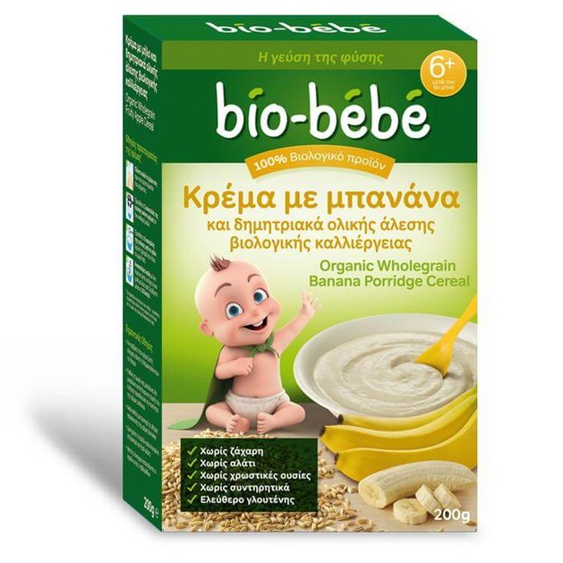 Bio Bebe Κρέμα με μπανάνα & δημητριακά ολικής άλεσης βιολογικής καλλιέργειας 200g Bio Bebe Κρέμα με μπανάνα & δημητριακά ολικής άλεσης βιολογικής καλλιέργειας 200g