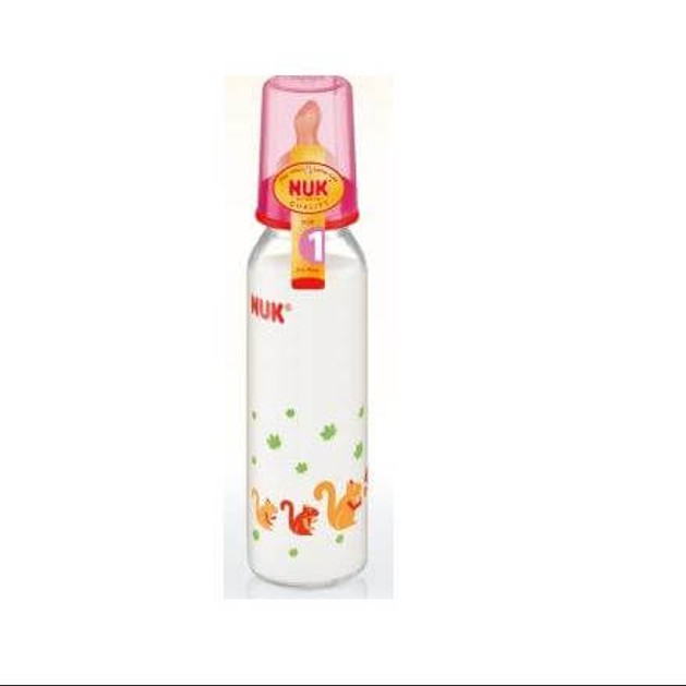 Nuk Classic Πλαστικό Μπιμπερό με Θηλή Καουτσούκ Μεγέθους 1 (0-6 Μηνών) Medium Οπή για Γάλα 240ml Nuk Classic Πλαστικό Μπιμπερό με Θηλή Καουτσούκ Μεγέθους 1 (0-6 Μηνών) Medium Οπή για Γάλα 240ml