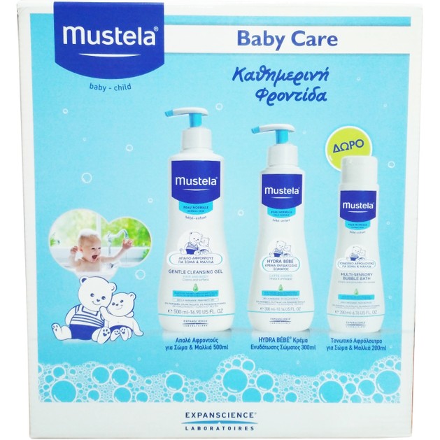 Mustela Baby Care Gentle Cleansing Gel Καθαρισμού 500ml,Body Lotion Γαλάκτωμα Σώματος 300ml,Δώρο Multi-Sensory Bubble Bath 200ml Mustela Baby Care Gentle Cleansing Gel Καθαρισμού 500ml,Body Lotion Γαλάκτωμα Σώματος 300ml,Δώρο Multi-Sensory Bubble Bath 200ml