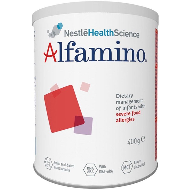 Nestle Alfamino Διαιτητική Αγωγή Βρεφών με Σοβαρές Τροφικές Αλλεργίες Κατάλληλο από τη Γέννηση 400gr Nestle Alfamino Διαιτητική Αγωγή Βρεφών με Σοβαρές Τροφικές Αλλεργίες Κατάλληλο από τη Γέννηση 400gr