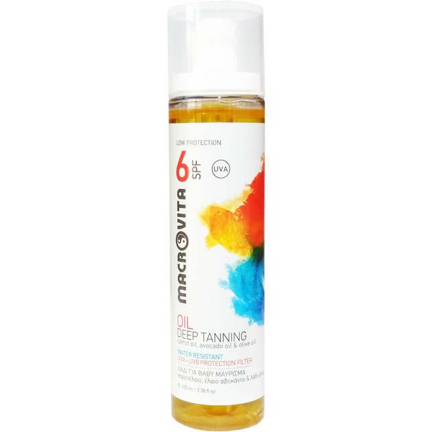 Macrovita Oil Deep Tanning Spf6 Αντηλιακό Λάδι για Βαθύ Μαύρισμα με Καροτέλαιο, Έλαιο Αβοκάντο & Λάδι Ελιάς 100ml Macrovita Oil Deep Tanning Spf6 Αντηλιακό Λάδι για Βαθύ Μαύρισμα με Καροτέλαιο, Έλαιο Αβοκάντο & Λάδι Ελιάς 100ml