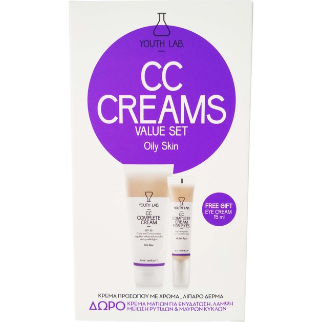 Youth Lab Value Set CC Complete Cream Spf30 Oily Skin 50ml & Δώρο Eye Cream 15ml Youth Lab Value Set CC Complete Cream Spf30 Oily Skin 50ml & Δώρο Eye Cream 15ml