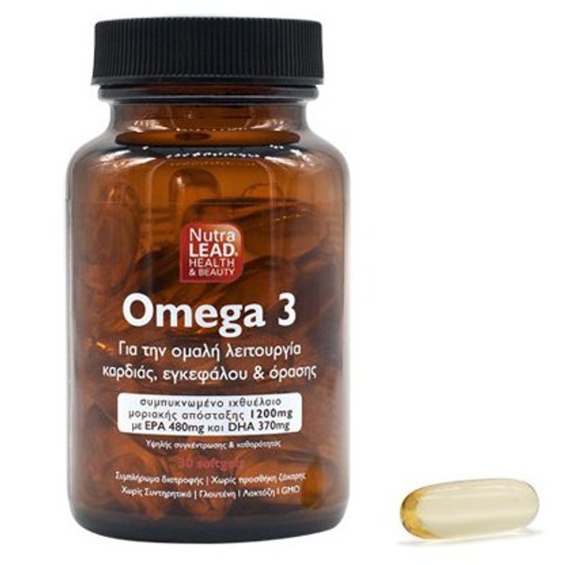NutraLead Omega 3 Συμπλήρωμα Διατροφής για την Ομαλή Λειτουργία Καρδιάς, Εγκεφάλου & Όρασης 30Softgels NutraLead Omega 3 Συμπλήρωμα Διατροφής για την Ομαλή Λειτουργία Καρδιάς, Εγκεφάλου & Όρασης 30Softgels
