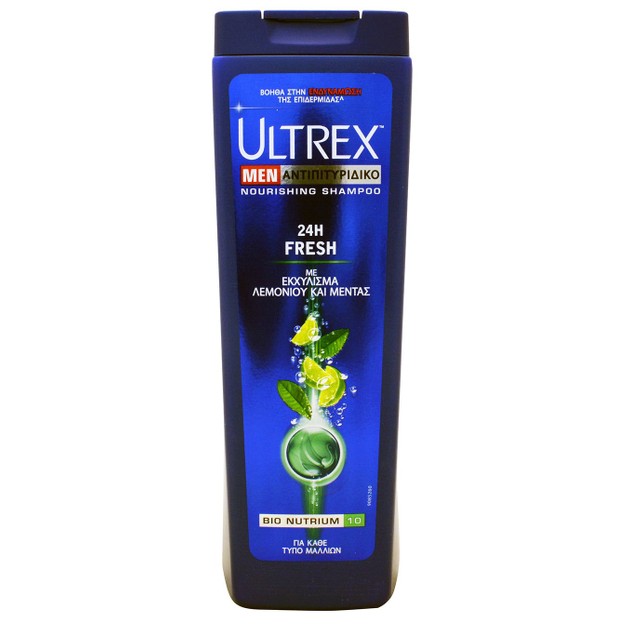 Ultrex Men 24h Fresh Shampoo Αντιπιτυριδικό Σαμπουάν με Εκχύλισμα Λεμονιού & Μέντας για Αίσθηση Φρεσκάδας που Διαρκεί 360ml Ultrex Men 24h Fresh Shampoo Αντιπιτυριδικό Σαμπουάν με Εκχύλισμα Λεμονιού & Μέντας για Αίσθηση Φρεσκάδας που Διαρκεί 360ml