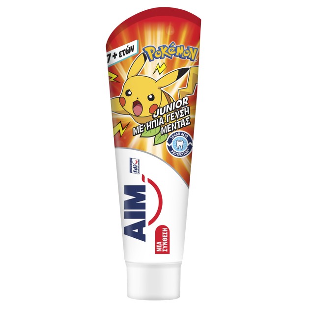 Aim Junior Pokemon Παιδική Οδοντόκρεμα με Ήπια Γεύση Μέντας 7+ Ετών 1 Τεμάχιο Aim Junior Pokemon Παιδική Οδοντόκρεμα με Ήπια Γεύση Μέντας 7+ Ετών 1 Τεμάχιο