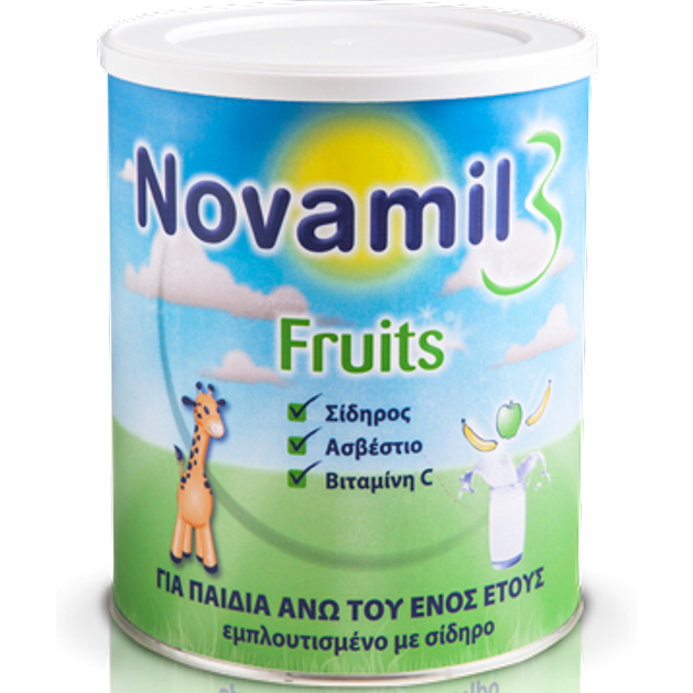 Novamil 3 Fruits Γάλα Ειδικά Σχεδιασμένο για Παιδιά από 1 έως 3 Ετών, Θωρακίζει τον Οργανισμό του Παιδιού 800gr Novamil 3 Fruits Γάλα Ειδικά Σχεδιασμένο για Παιδιά από 1 έως 3 Ετών, Θωρακίζει τον Οργανισμό του Παιδιού 800gr
