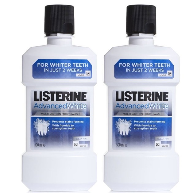 Listerine Πακέτο Προσφοράς Advanced White Στοματικό Διάλυμα Πολλαπλής Λειτουργίας για πιο Λευκά Δόντια 2x500ml 1+1 Δώρο Listerine Πακέτο Προσφοράς Advanced White Στοματικό Διάλυμα Πολλαπλής Λειτουργίας για πιο Λευκά Δόντια 2x500ml 1+1 Δώρο