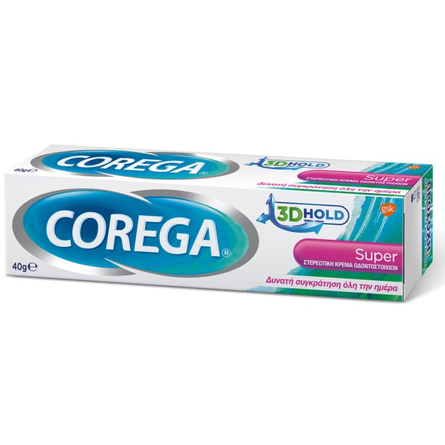 Corega 3D Hold Super Στερεωτική Κρέμα Οδοντοστοιχιών Βοηθά στη Συγκράτηση της Οδοντοστοιχίας για Μέχρι και 12 Ώρες 40gr Corega 3D Hold Super Στερεωτική Κρέμα Οδοντοστοιχιών Βοηθά στη Συγκράτηση της Οδοντοστοιχίας για Μέχρι και 12 Ώρες 40gr
