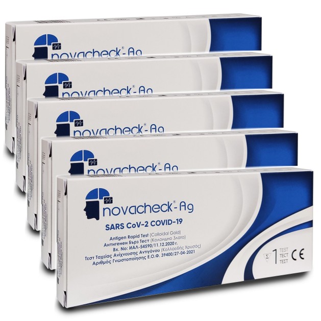 Novacheck Πακέτο Προσφοράς Ag SARS CoV-2 Antigen Rapid Self Test , 5 Tests Novacheck Πακέτο Προσφοράς Ag SARS CoV-2 Antigen Rapid Self Test , 5 Tests