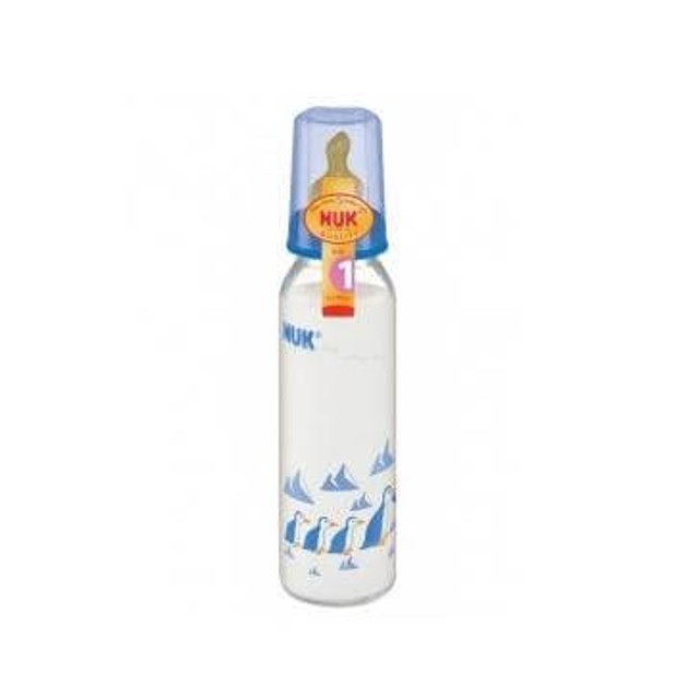 Nuk Classic Γυάλινο μπιμπερό Θηλή καουτσούκ μεγέθους 1 230ml Nuk Classic Γυάλινο μπιμπερό Θηλή καουτσούκ μεγέθους 1 230ml