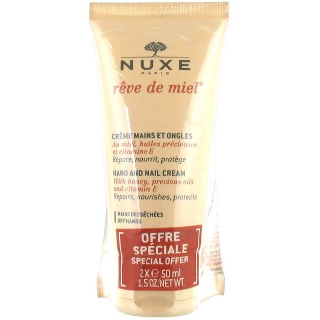 Nuxe Πακέτο Προσφοράς Reve de Miel Crème Mains et Ongles Κρέμα Χεριών Θρέψης Αναπληρώνει τα Λιπίδια & Ενυδατώνει σε Βάθος 2x50ml Nuxe Πακέτο Προσφοράς Reve de Miel Crème Mains et Ongles Κρέμα Χεριών Θρέψης Αναπληρώνει τα Λιπίδια & Ενυδατώνει σε Βάθος 2x50ml