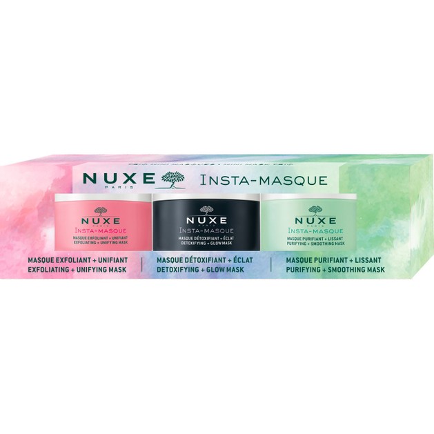 Nuxe Triple Face Insta-Masques Detoxifying + Glow, Exfoliating + Unifying, Purifying & Smoothing 3x15ml Nuxe Triple Face Insta-Masques Detoxifying + Glow, Exfoliating + Unifying, Purifying & Smoothing 3x15ml