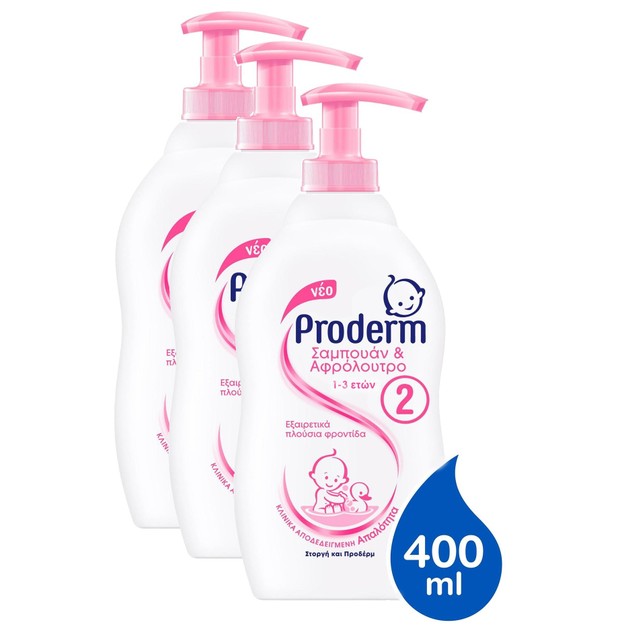 Proderm Πακέτο Προσφοράς Σαμπουάν & Αφρόλουτρο 1-3 Ετών 3x400ml Proderm Πακέτο Προσφοράς Σαμπουάν & Αφρόλουτρο 1-3 Ετών 3x400ml