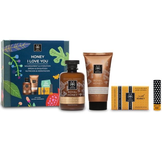 Apivita Box Royal Honey Creamy Shower Gel 300ml, Rich Moisturizing Body Cream 150gr & Δώρο Honey Soap 125gr,Honey Lip Care 4.4g Apivita Box Royal Honey Creamy Shower Gel 300ml, Rich Moisturizing Body Cream 150gr & Δώρο Honey Soap 125gr,Honey Lip Care 4.4g