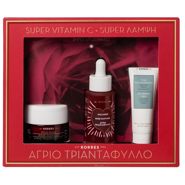 Korres Πακέτο Προσφοράς Wild Rose Κρέμα Ημέρας για Ξηρές 40ml & Δώρο Bi-Phase Booster 30ml & Olympus Tea Cleansing Foaming 16ml Korres Πακέτο Προσφοράς Wild Rose Κρέμα Ημέρας για Ξηρές 40ml & Δώρο Bi-Phase Booster 30ml & Olympus Tea Cleansing Foaming 16ml