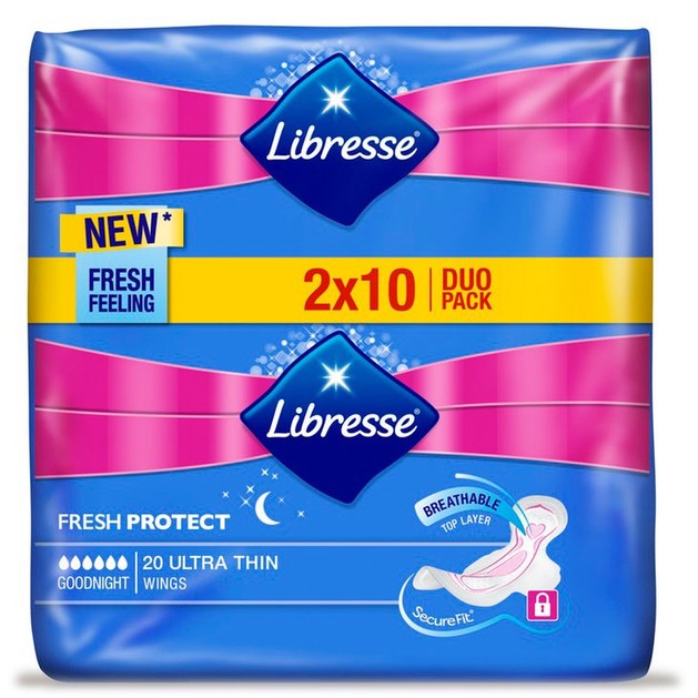 Libresse Fresh Protect Goodnight Υπεραπορροφητικές Σερβιέτες για Αίσθηση Φρεσκάδας Όλη τη Νύχτα 20 Τεμάχια Libresse Fresh Protect Goodnight Υπεραπορροφητικές Σερβιέτες για Αίσθηση Φρεσκάδας Όλη τη Νύχτα 20 Τεμάχια