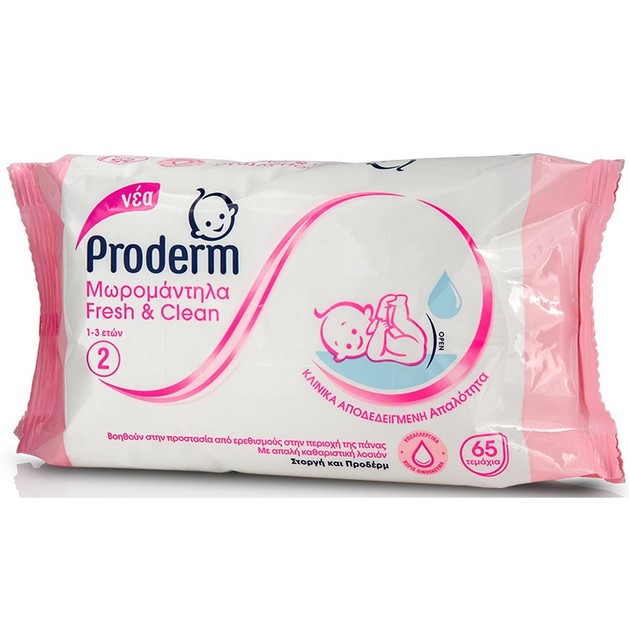 Proderm Fresh & Clean Μωρομάντηλα για την Προστασία από Ερεθισμούς στην Περιοχή της Πάνας 1-3 Ετών 65 Τεμάχια Proderm Fresh & Clean Μωρομάντηλα για την Προστασία από Ερεθισμούς στην Περιοχή της Πάνας 1-3 Ετών 65 Τεμάχια
