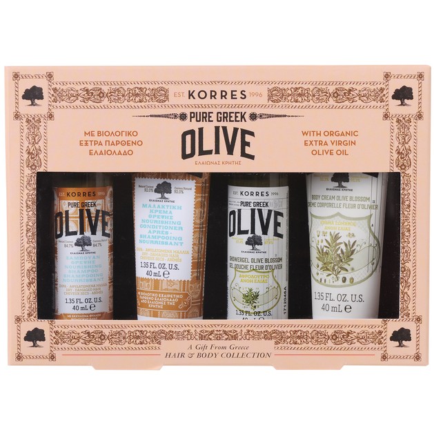 Korres Promo Hair & Body Pure Greek Olive Σαμπουάν 40ml, Μαλακτική Κρέμα 40ml, Αφρόλουτρο 40ml & Κρέμα Σώματος 40ml Korres Promo Hair & Body Pure Greek Olive Σαμπουάν 40ml, Μαλακτική Κρέμα 40ml, Αφρόλουτρο 40ml & Κρέμα Σώματος 40ml
