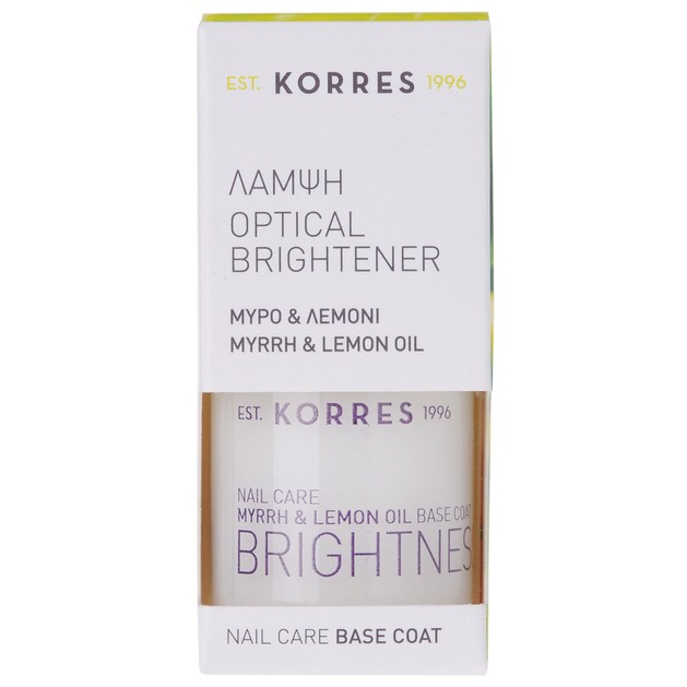 Korres Optical Brightener Nail Care Base Coat 10ml Korres Optical Brightener Nail Care Base Coat 10ml