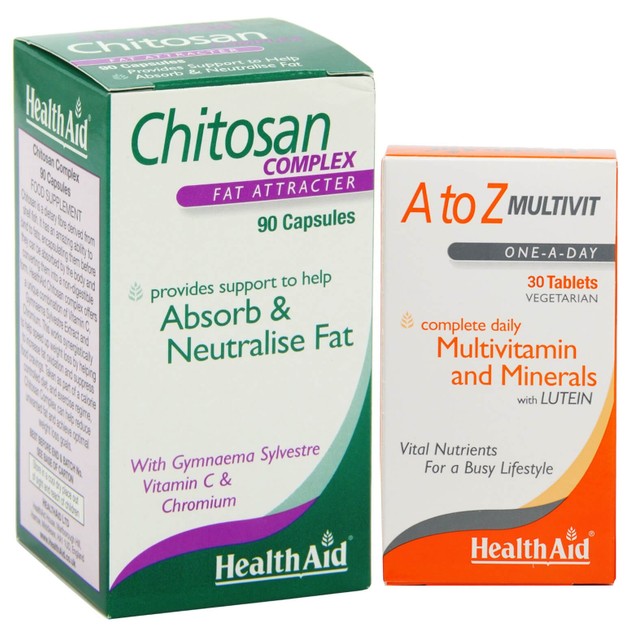 Health Aid Πακέτο Προσφοράς Chitosan Συμπλήρωμα Διατροφής για τη Δέσμευση των Λιπών 90Tabs & Δώρο A to Z Multivitamin 30Tabs Health Aid Πακέτο Προσφοράς Chitosan Συμπλήρωμα Διατροφής για τη Δέσμευση των Λιπών 90Tabs & Δώρο A to Z Multivitamin 30Tabs